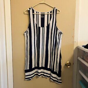 Navy and White Stripe Top or Coverup